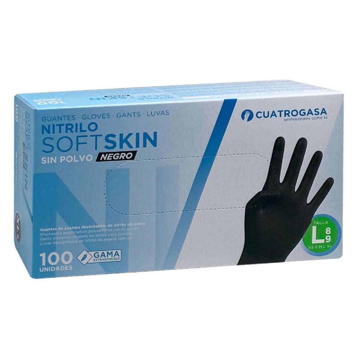 Cuatrogasa Guantes Nitrilo Negros