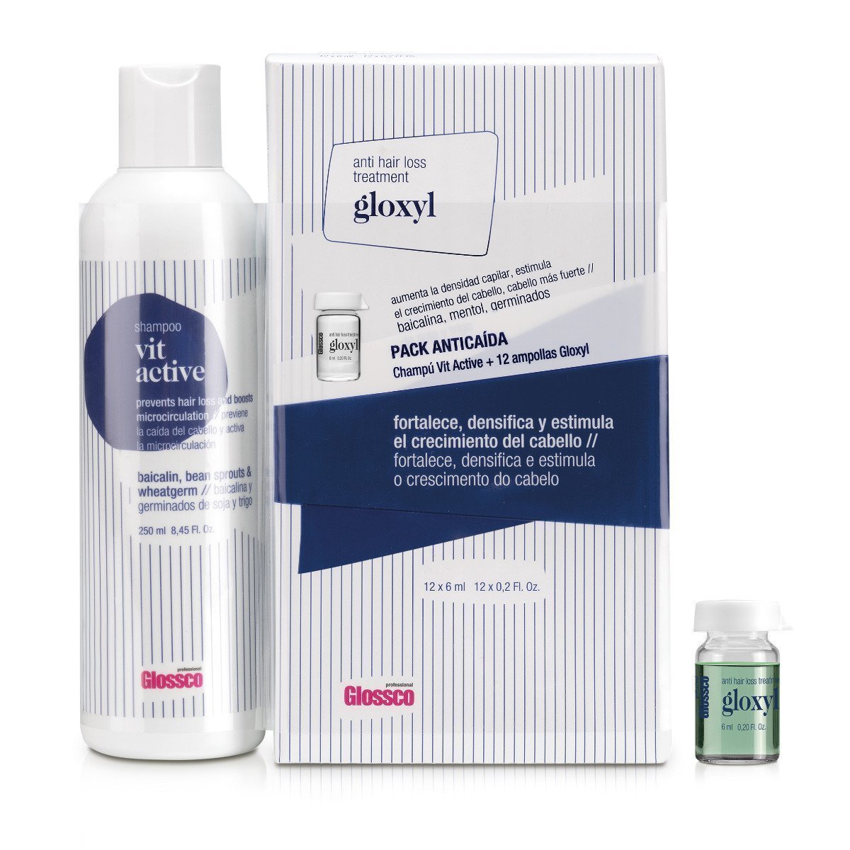 Glossco Pack Anti-Caída Champú 250m+Ampollas 12x6ml